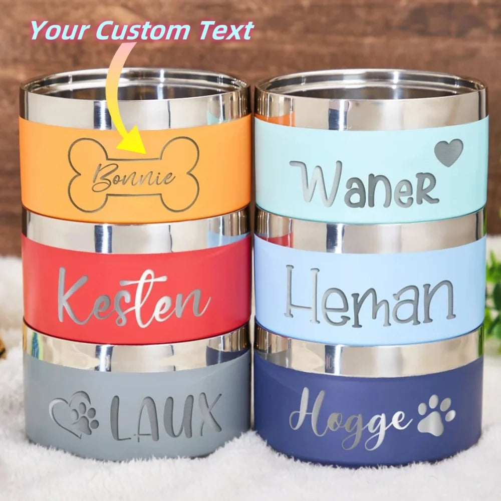 Customized Personalized 1PC Stainless Steel Round Dog Food Bowl Thickened Anti-fall Pet Rice Bowl Feeding Pet Supplies Wholesale
