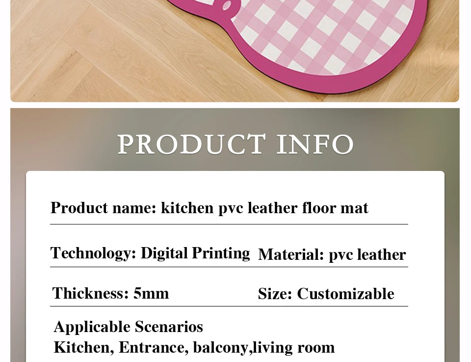 Pet Feeding Mat Waterproof Pvc Leather Carpet Cat Dog Anti-urine Floor Mats Pink Plaid Sweet Home Decoration Rug for Kitchen