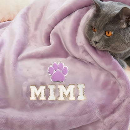 Pet Custom Name Blanket, Personalized Dog Name Blanket, Dog Memorial Blanket, Warm Dog Blanket,Letter color random