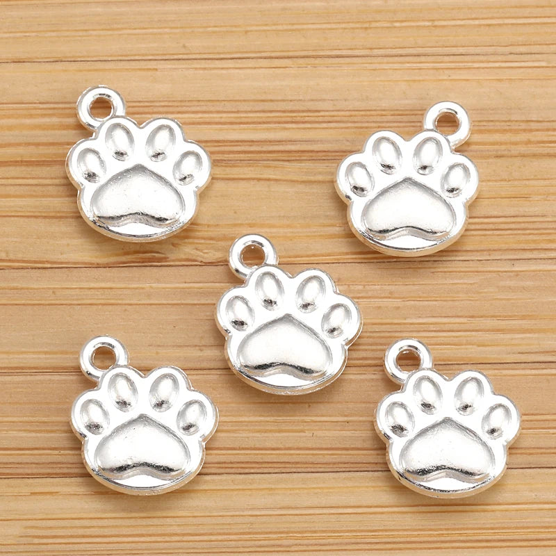 20pcs 6 Colors Dog footprints Charms For Bracelets Necklace Pendant DIY Handmade Jewelry Making accessories 10*12mm D9347