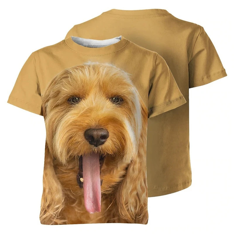 the DOG FACE - Cute Pet Dogs Pattern T-Shirt, Summer Fashion Short Sleeve Funny Men/Women/Kid 3D Printed T-Shirts, Casual Streetwear Loose Tees