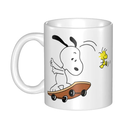 Manga Snoopy Woodstock Cartoon Dog Coffee Mug DIY Customized Ceramic Tea Milk Mug