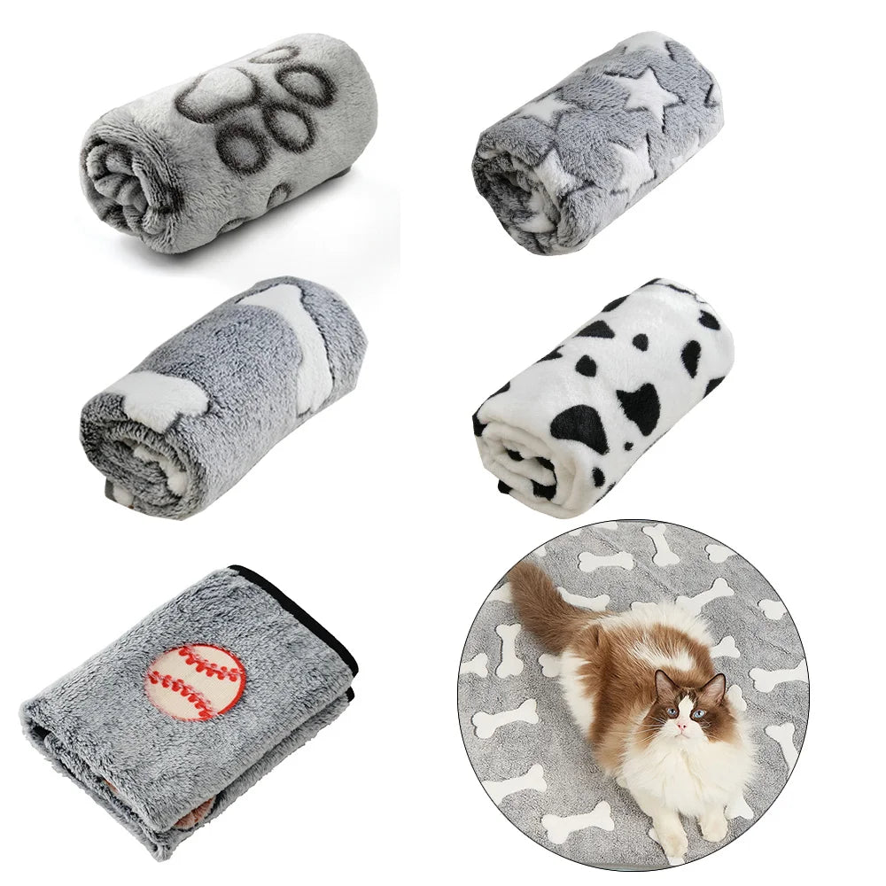 Fashion Pet Dog Blanket for Small Medium Dogs Cats Autumn Winter Cozy Soft Puppy Print Bed Mat Bulldog Pug French Accessories