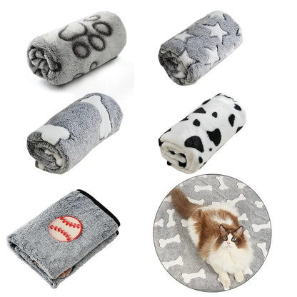 Fashion Pet Dog Blanket for Small Medium Dogs Cats Autumn Winter Cozy Soft Puppy Print Bed Mat Bulldog Pug French Accessories