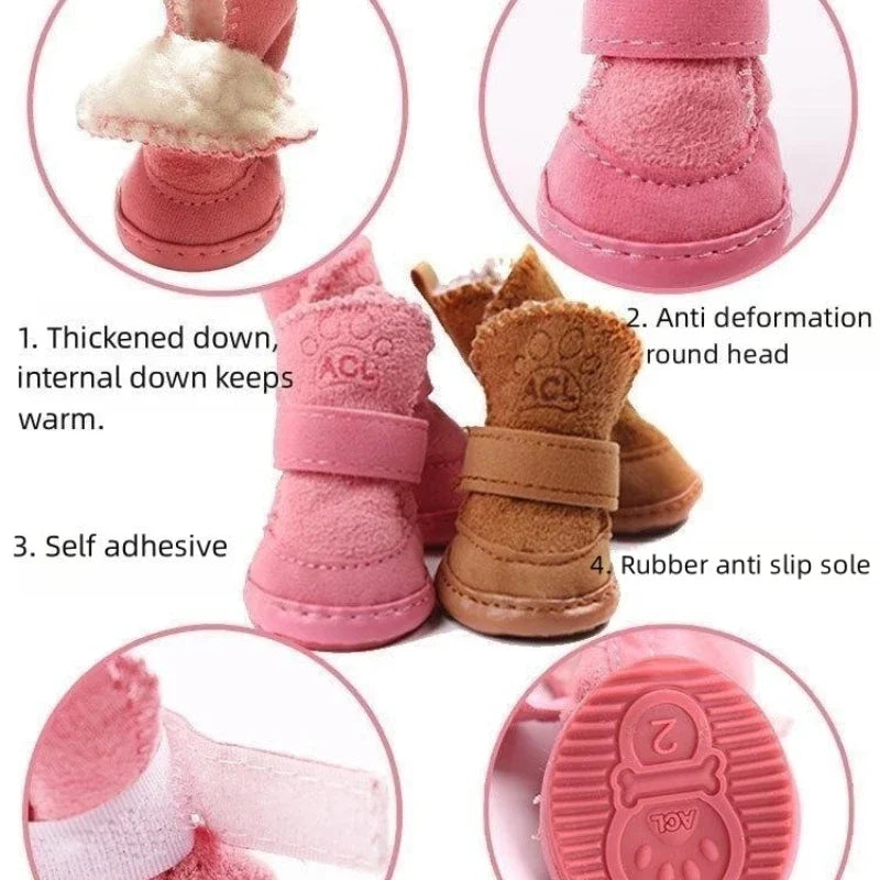 the COZYSTEP DOG SHOES - 4PCS Pet Snow Boots, Thickened Plush Warm Cotton Non-Slip Shoes, Small/Big Dog Sports, Shoes Supplies, Anti Fouling - Won't Fall Off
