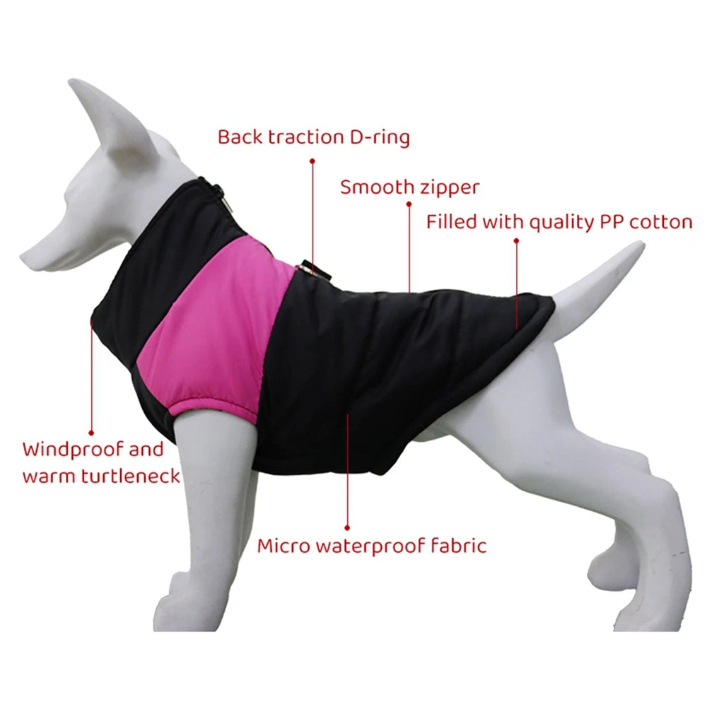 Waterproof Pet Dog Puppy Vest Jacket Winter Warm Dog Clothes Pet Padded Vest Zipper Jacket Coat For Small Medium Large Dogs