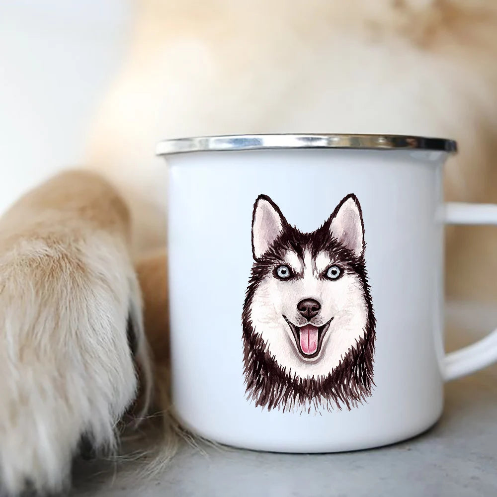 Original Mugs Coffee Cups to Sublimate Cute Dog Printed Enamel Coffee Tea Mugs Office Home Party Beer Drink Cola Cups Travel Cup