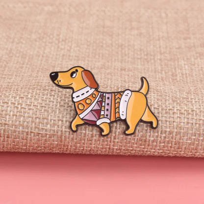 Cute Sausage Dog Emblem Brooch