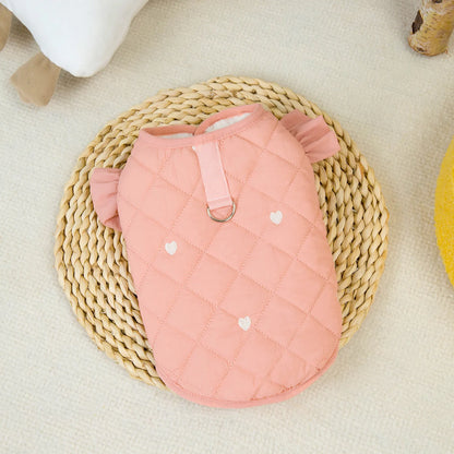 Dog Clothes Pet Clothing Small Dog Cat Warm Coat Autumn Winter Waterproof Comfortable 24 Love Flounced Sleeve Cotton Vest Outfit