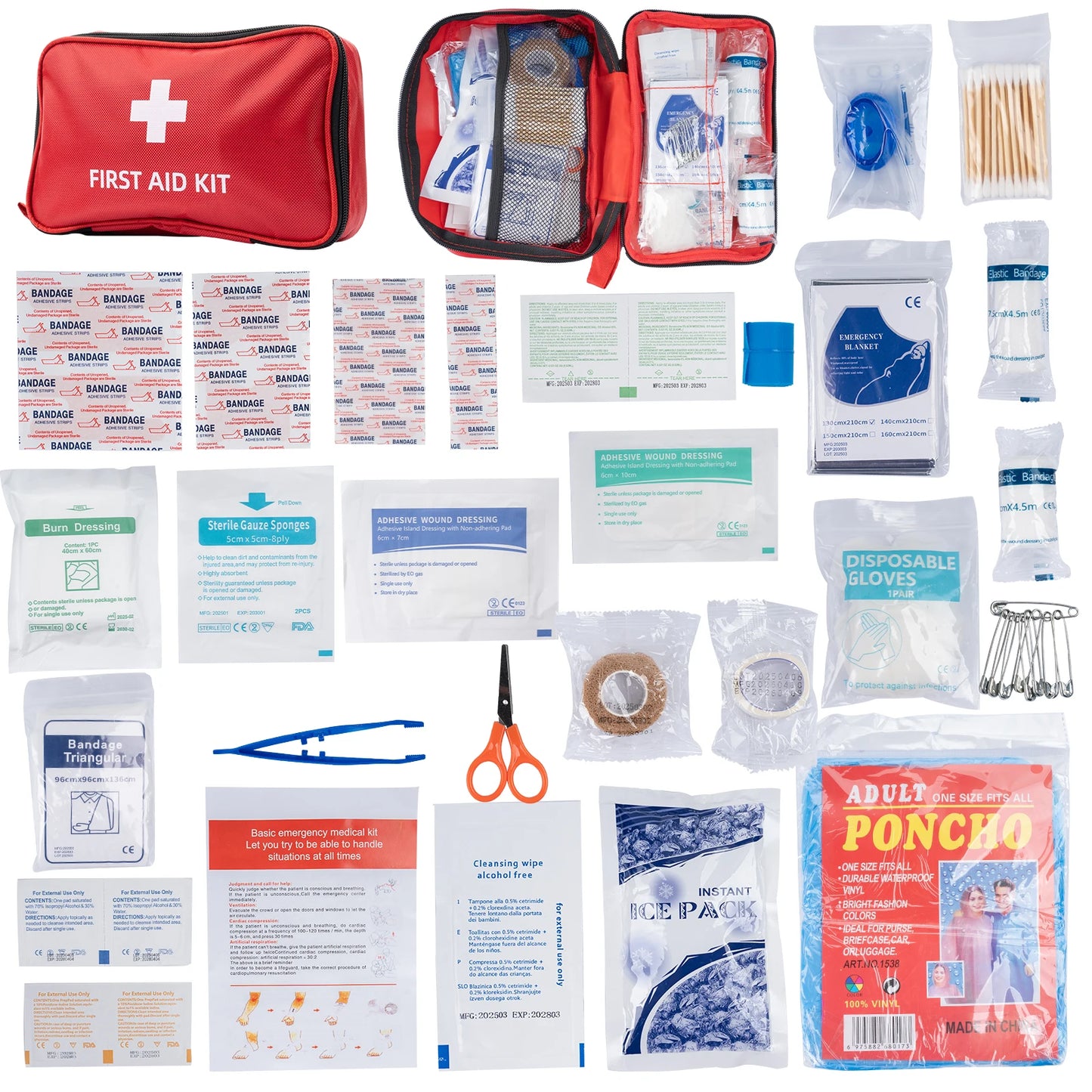 the COMPLETE PET FIRST AID - 101pcs/194pcs Pet First Aid Kit for Dogs & Cats - Emergency Bag for Hiking, Camping, Hunting, Home - Portable First-Aid Supplies