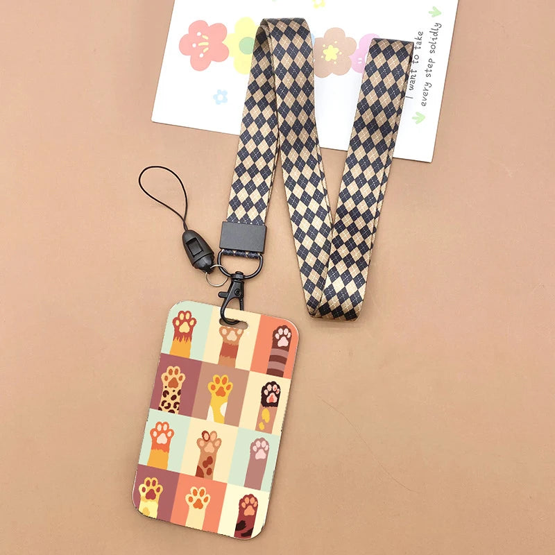 Cat and dog pattern Bank Credit ID Card Student Bus Card Holders Storage Protective Shell Pendant