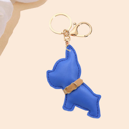cute fashion pu leather French bulldog keychain keyring for women ladies animal car key chain handbag backbag pendant bag charm