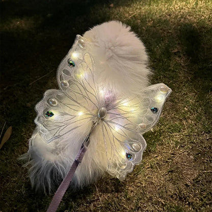 Dog wings glowing butterfly back decoration puppy summer clothes chest back decoration small dog Pomeranian Teddy Bigbear