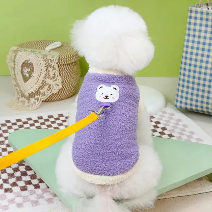 Winter Warm Dog Clothes with D-ring Plush Dog Coat for Small Medium Dogs Soft Puppy Clothes Chihuahua Yorkie Clothing Pet Supply