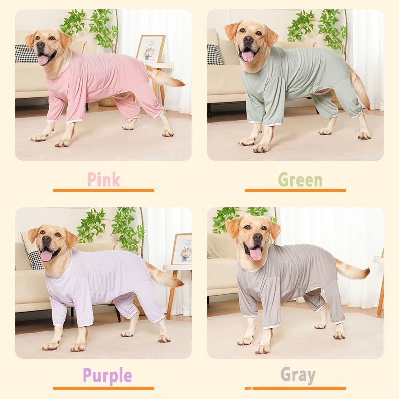 Dog Jumpsuit for Medium Large Big Dogs Cooling Ice-silk Summer Clothes Soft Pet Recovery Suit Pajamas Onesie 4 Legs Pjs Shirt