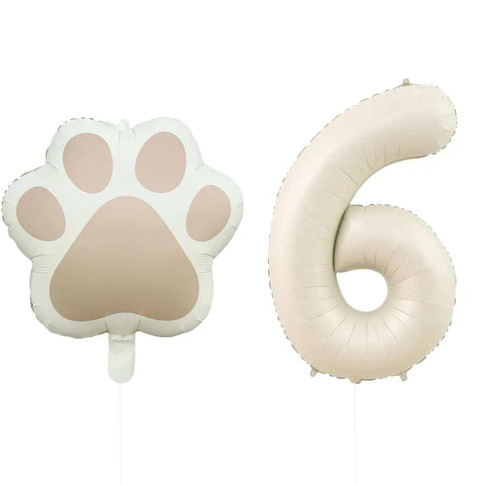 2 Pieces/Set Let us Pawty Big Dog Paws Aluminum Balloons 32 Inch Figure 1 2 3 4 Year Old Birthday Party Decoration Balloon Baby