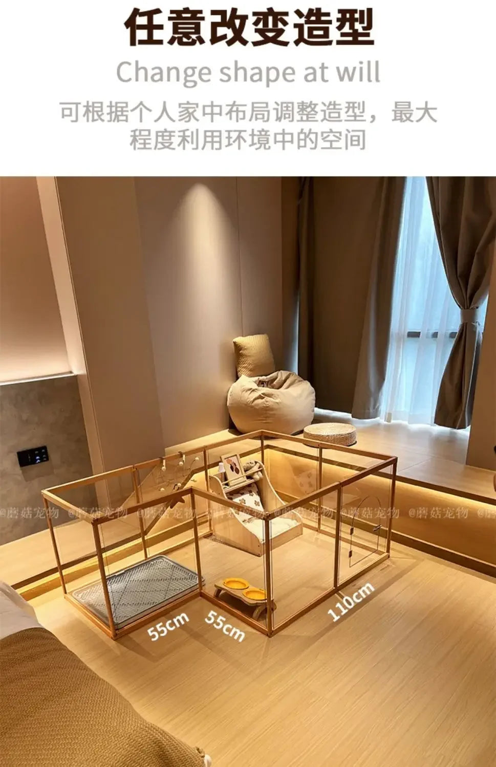 Pet pen dog cage Indoor villa for small and medium-sized dogs with fence and isolation gate in domestic kennel