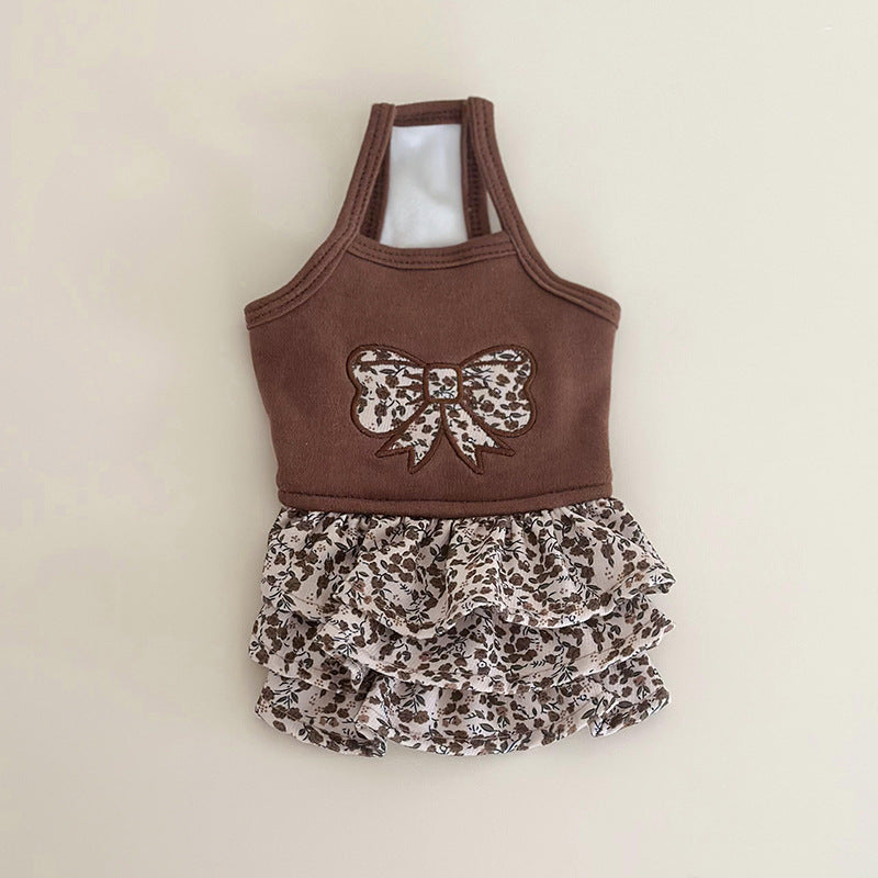 Pet Flower Plush Coat Dog Flower Cake Skirt Cute Dog Plush Hat Dog Clothes Winter Bear Flower Plush Thick Vest Coat Bottom Skirt