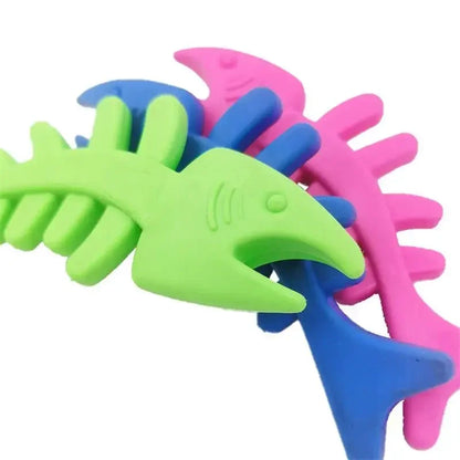 New 1PC Rubber Puppy Toy Fish Bone Shape Chewable Teething Dog Toy Bite Resistant Pet Supplies Random Color