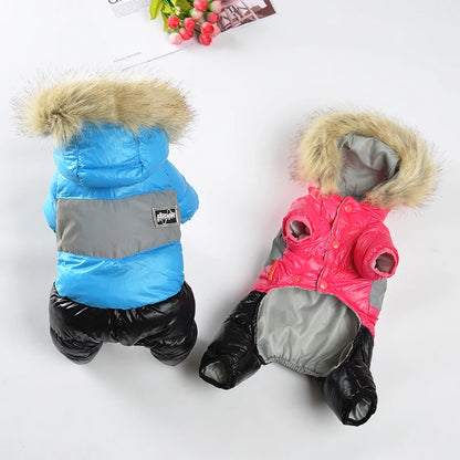 Winter Warm Dog Clothes For Small Dogs Chihuahua Waterproof Hooded Puppy Down Jacket French Bulldog Hoodies Jumpsuit Overalls