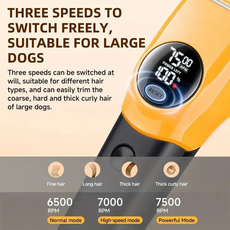 Pet Clipper Professional Dog Hair Trimmer Cat Grooming Shaver 7500/min LED suitable for large, medium, and small pets Trimmers