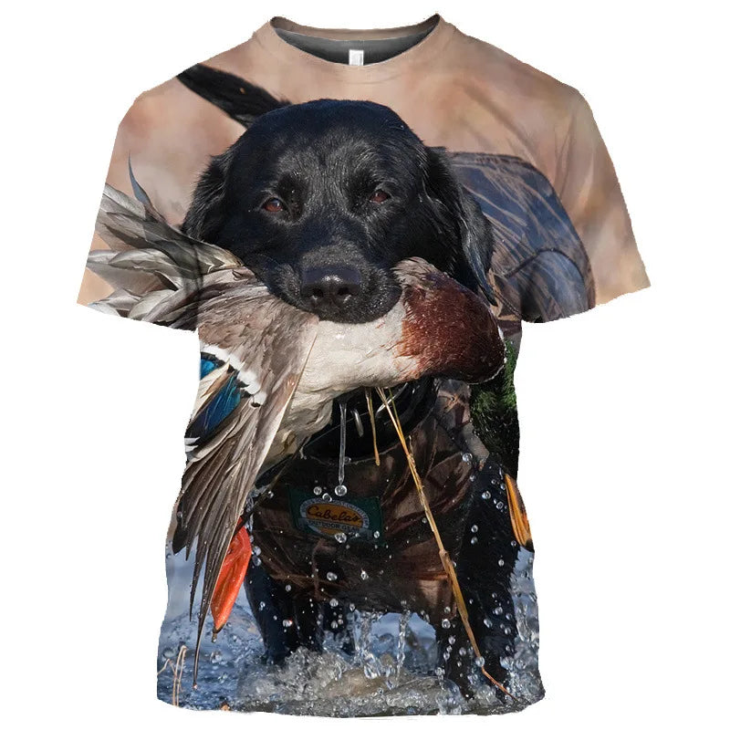 the DUCK HUNTER - Dog Camouflage Hunting T-Shirts Animal 3D Print Men Streetwear Short Sleeve T Shirt Oversized Harajuku Y2k Top Tees Man Clothing