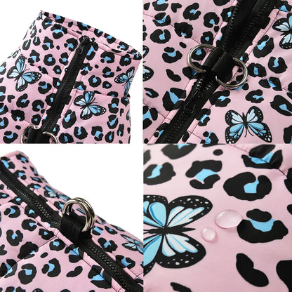 Pet Dog Coat For Small Medium Dogs Cats Winter Warm Fleece Puppy Clothing Print Jacket With D-ring Schnauzer Bulldog Pug Costume