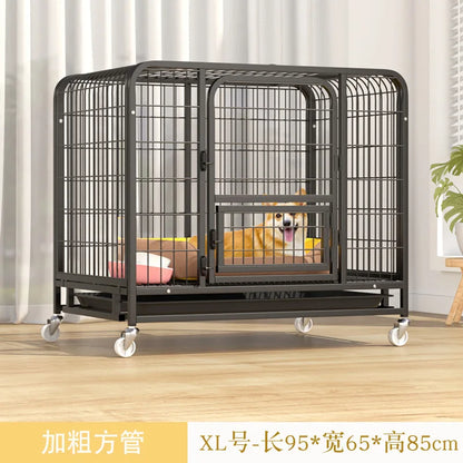 Heavy Duty Dog Cage Large Medium Pet Cage with Toilet Full Square Tube Indoor Dog House