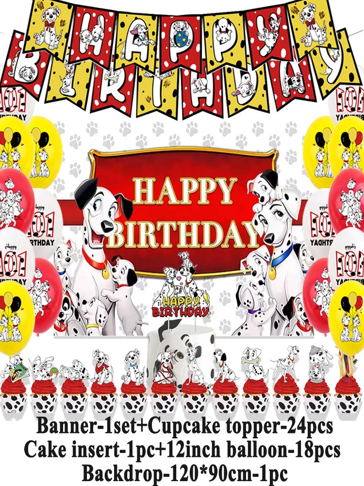 Disney 101 Dalmatians Birthday Party Supplies Cartoon One Hundred and One  Dog Balloon Backgrounds Cake Topper Banner Kids Gifts
