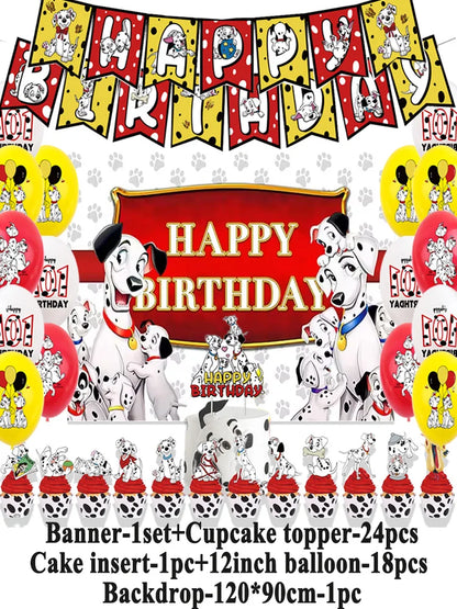 Disney 101 Dalmatians Birthday Party Supplies Cartoon One Hundred and One  Dog Balloon Backgrounds Cake Topper Banner Kids Gifts