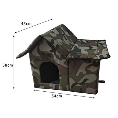the CAMO HOUSE - Pet Shelter, Waterproof Four Seasons Outdoor Cat/Doghouse, Winter Warm Pet Cat/Dog Cave, Sleeping Beds Tent for Small Dog/Puppy Supplies