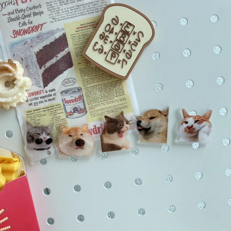 5pcs cute and Fun Cat Dog Refrigerator Magnets Creative Fridge Photo Message Magnet Decorative