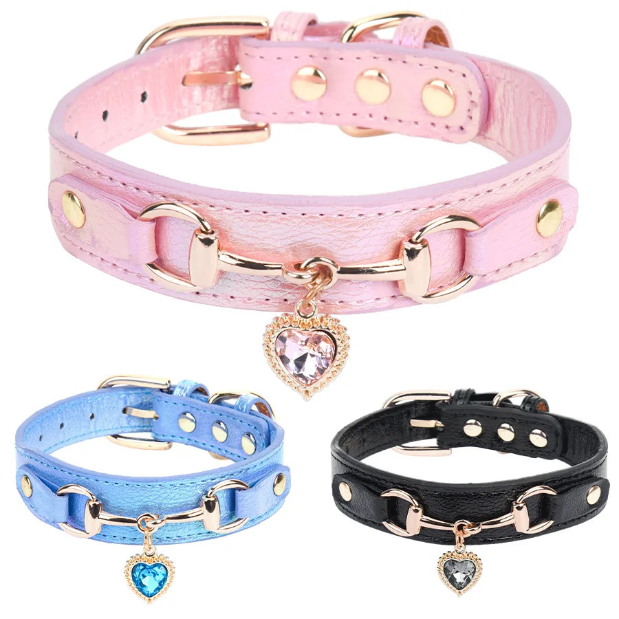 the GLAMPAWS LOVE COLLAR - Shiny Rhinestone Pet Collar, Love Jewelry Dog Collar, Comfortable Leather Dog Adjustable Collar