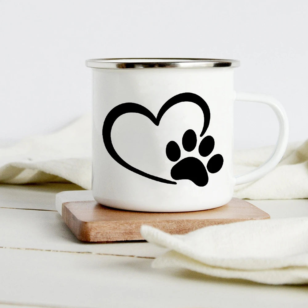 Funny Dachshund Print Creative Enamel Mug Coffee Wine Mugs Cartoon Dogs Paw Party Drink Beer Juice Milk Cups Gifts for Lover Dog