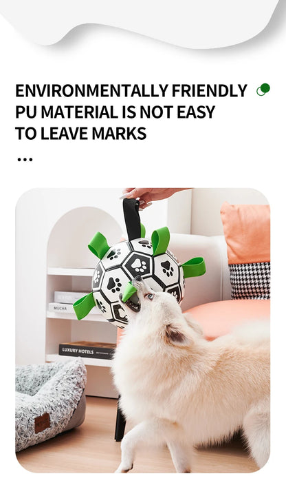 Dog Toys Soccer Ball with Straps Interactive Dog Toy for Tug of War Puppy Birthday Gifts Toy Durable Balls for Medium Large Dogs