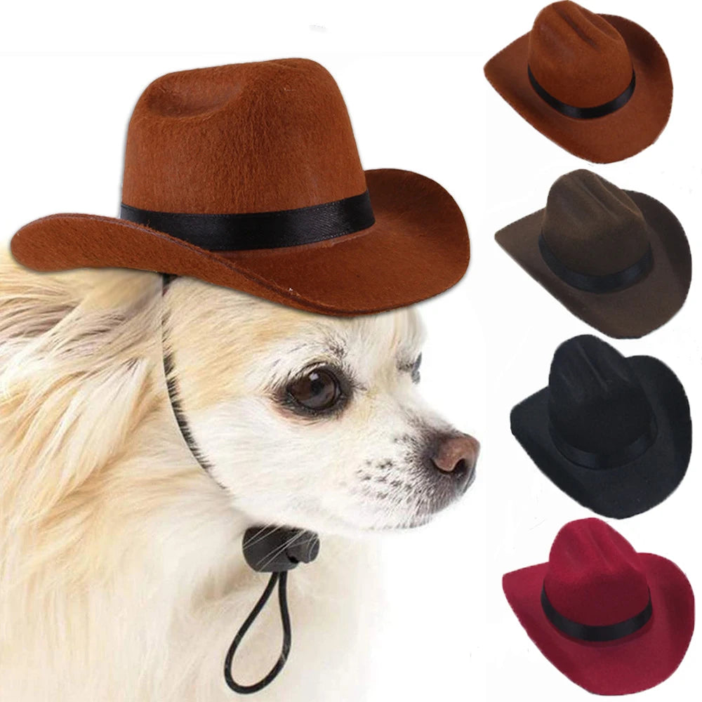 the WRANGLER DOG - Pet Hat, Dog/Cat Western Cowboy Hat, Retro Photo Prop for Dogs and Cats, Funny Doll Decoration, Pet Triangle Scarf, Pet Accessories