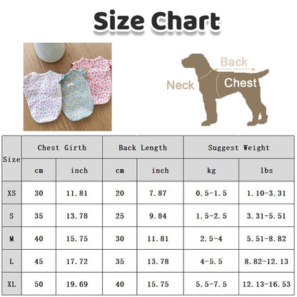 Luxury Dog Clothes Floral Print Dog Vest T-shirt for Chihuahua Bulldog Clothing Spring Lovely Puppy Cat Vest Summer Pet Costume
