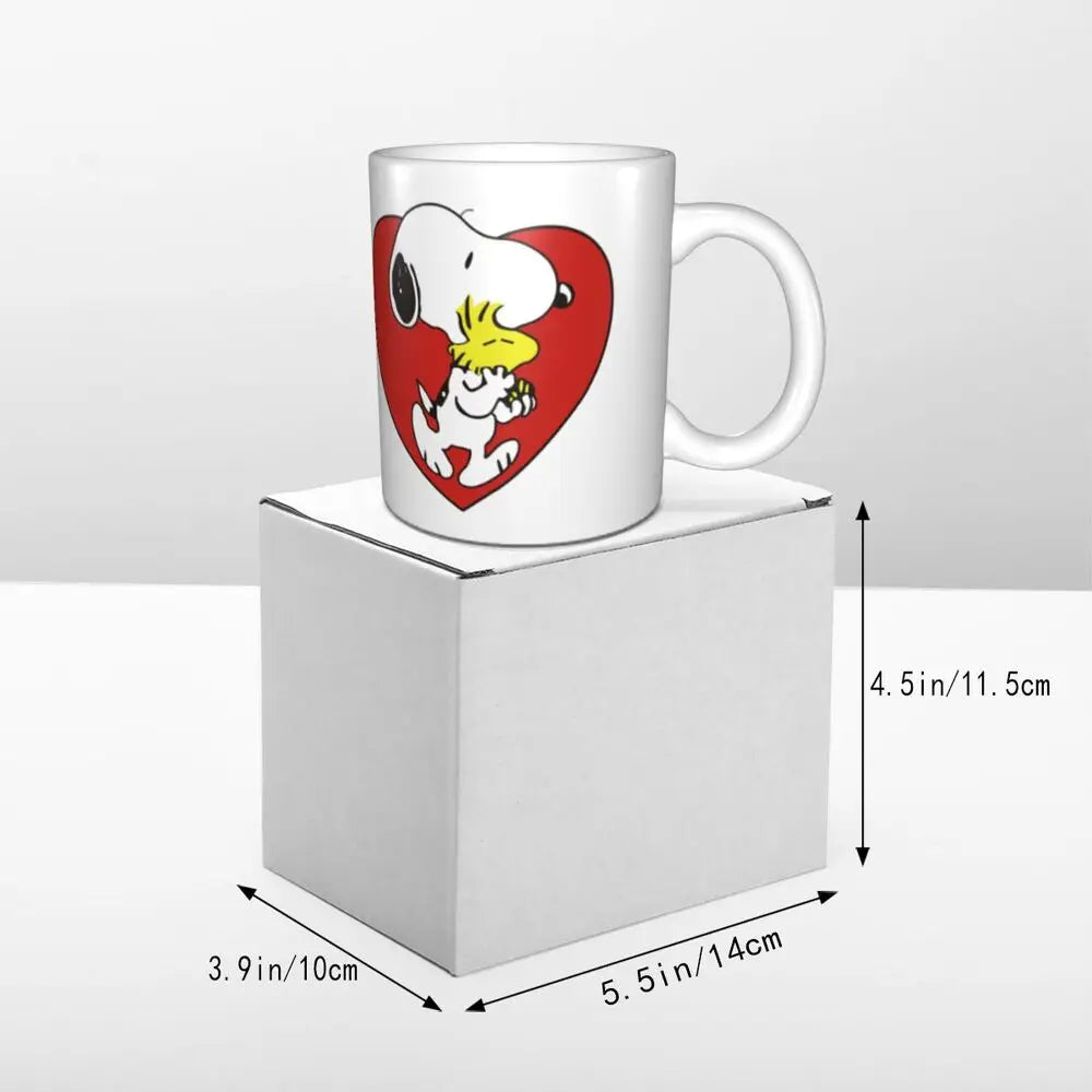 Manga Snoopy Woodstock Cartoon Dog Coffee Mug DIY Customized Ceramic Tea Milk Mug