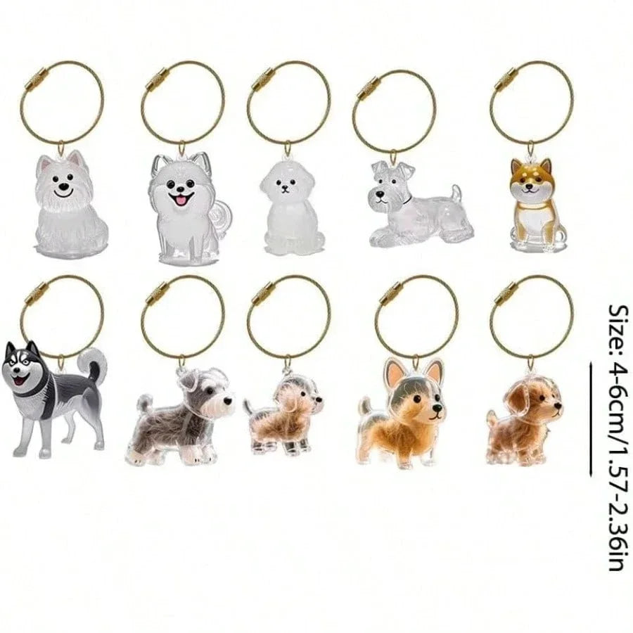 Clear Puppy Hair Memorial Keepsake Capsule Pet's Dog Fur Storage Container Pendant Keychain Decor Pet Lovers Home Display Gifts