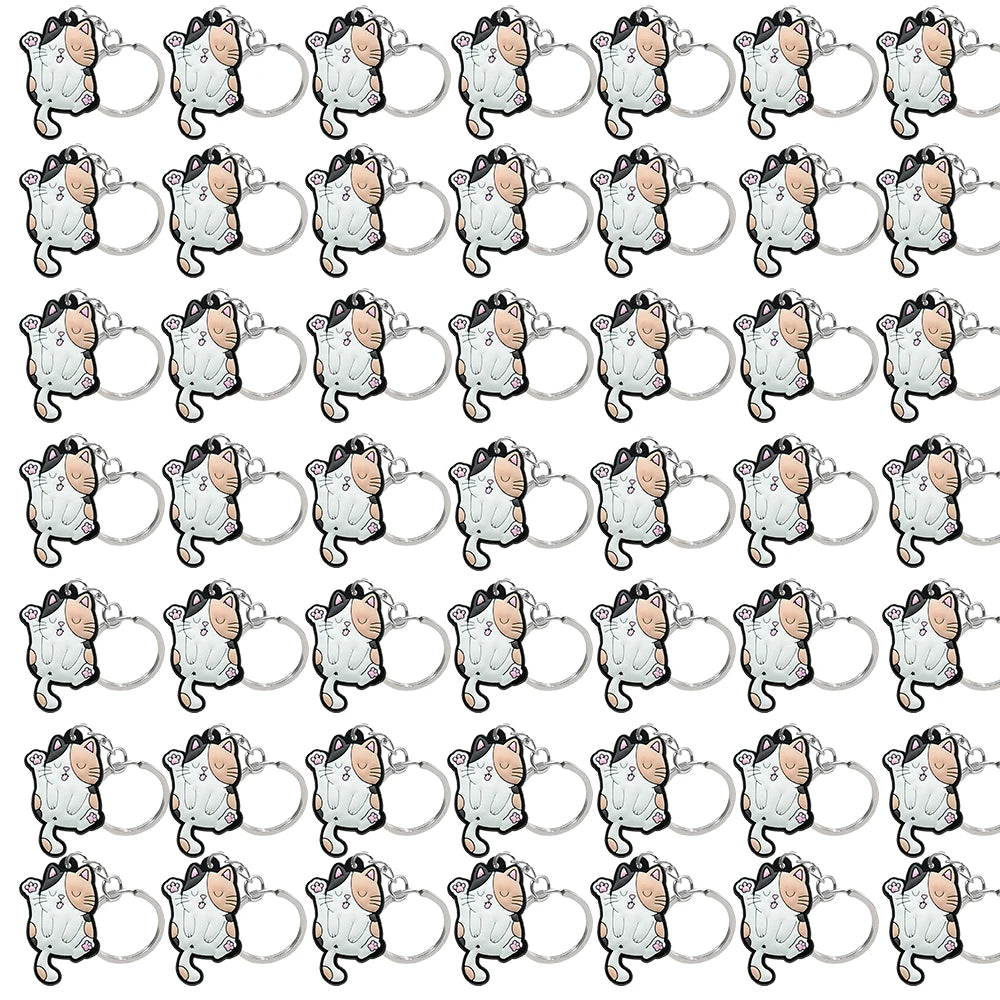 50PCS Cute Animal Keychain knife Ducks Dogs Cats Keyring for Women Men Kids Handbag Cool Car Key Accessories Friends Key Gifts