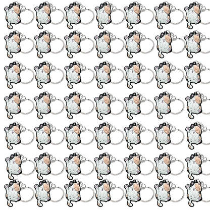 50PCS Cute Animal Keychain knife Ducks Dogs Cats Keyring for Women Men Kids Handbag Cool Car Key Accessories Friends Key Gifts