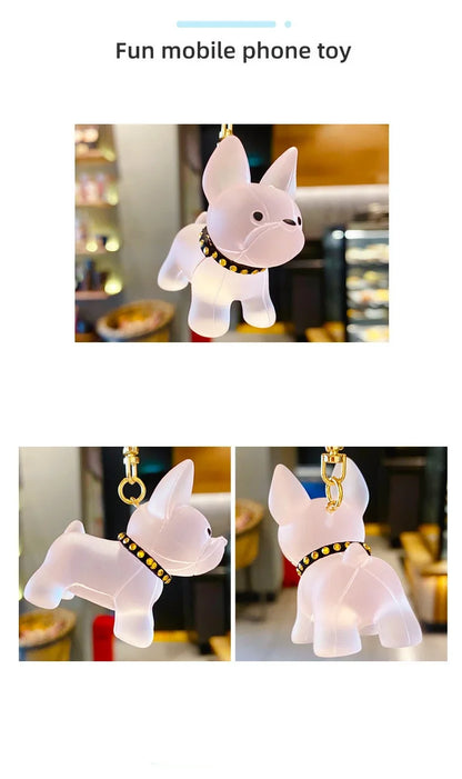 Transparent Colorful Dog Keychains Men Car Key Ring Fashion French Bulldog Keychain for Women Bag Pendant Christmas Gift