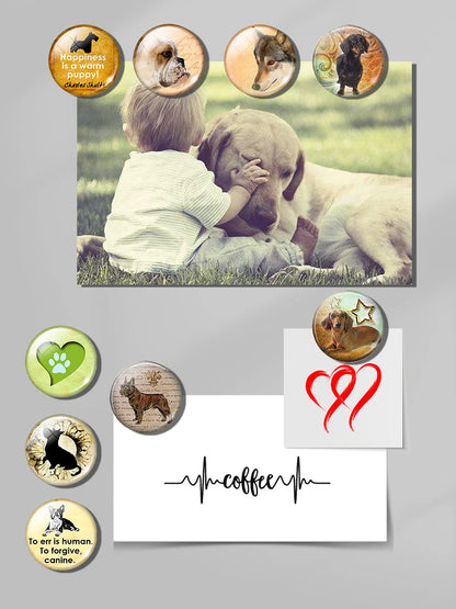 Yellow Brown Dachshund 30MM Fridge Magnet Handmade Weiner Dog Glass DomeRefrigerator Magnets Sticker Cute Animals Kitchen Decor