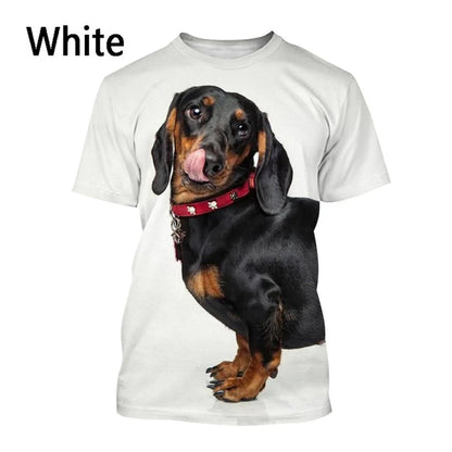 the DACHSHUNDS - Dachshund 3D Printed T-Shirt, Men/Women Summer Funny Dog Graphic T-Shirts, Casual Harajuku Style Kids O-Neck Tee Tops Clothing