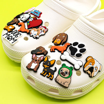 1pcs PVC Dog  Dachshund Corgi Paw Shoe Charms Shoe Decorations Accessories Pins for Women Men Kids Gift,Bulldog Clog Buckles