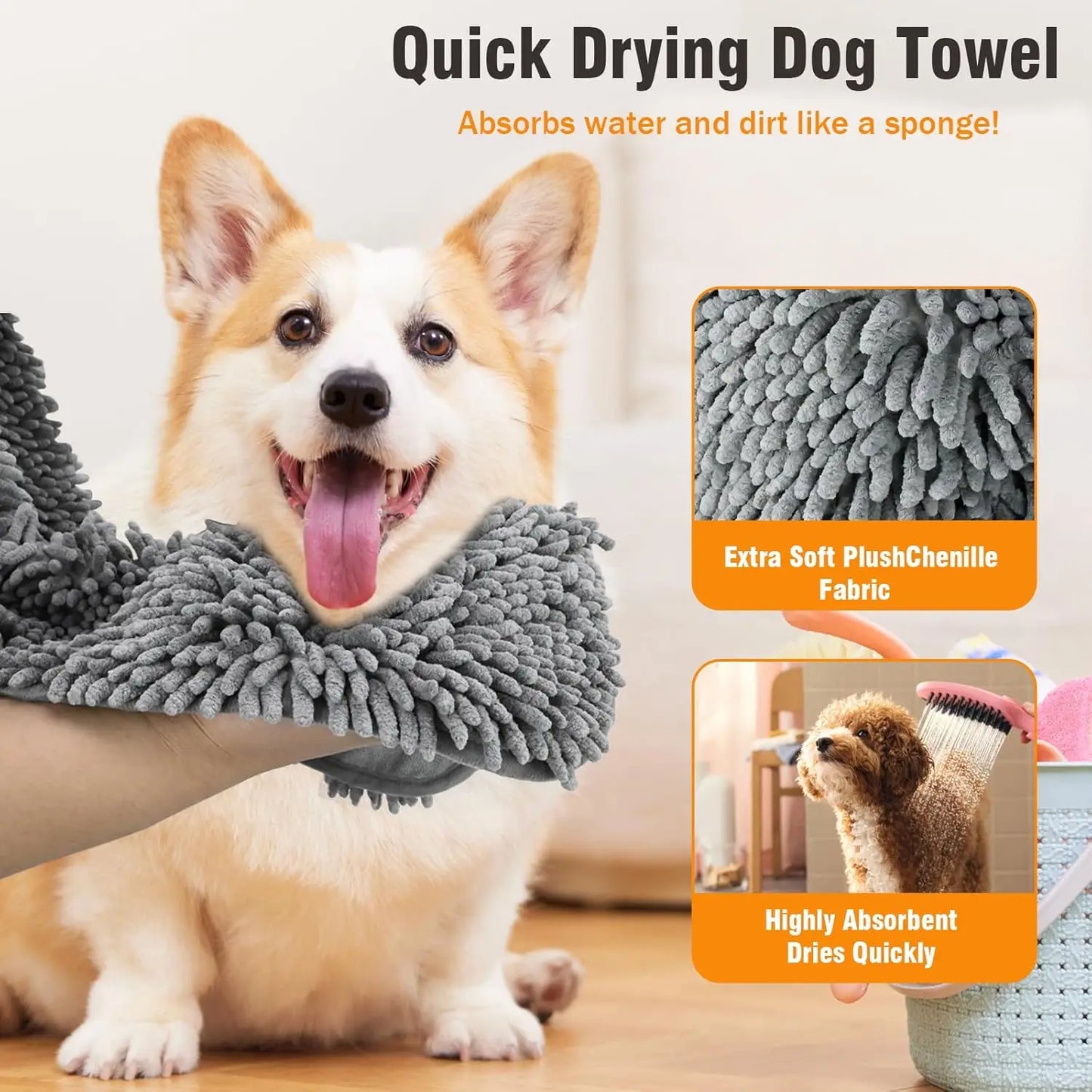 Super Absorbent Microfiber Dog Towel Quick Drying Pet Grooming Towel for Bathing Dogs and Cats Soft Bath Supplies