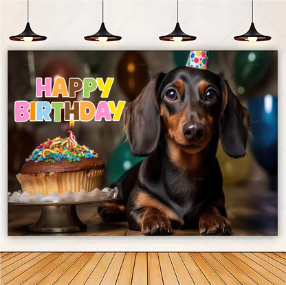 Cute Dachshund Theme Birthday Party Decorations Lovely Puppy Backdrop Cake Insert Banner Balloon Baby Shower Supplies Child Gift
