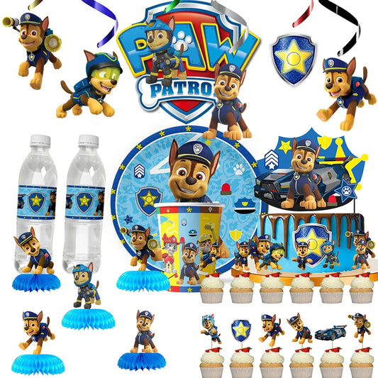 Chase Paw Patrol Birthday Party Gift Girl Party Supplies Children Favor Paper Tableware Ballon Plate Cup Table Accessories