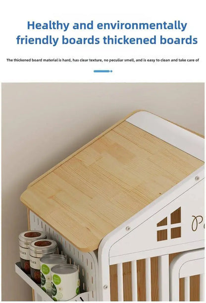 the DOG VILLA - Multi-Functional Solid Wood Steel Frame Pet Dog Villa, Small/Medium-Sized Dog Cage, Indoor Outdoor Dog Cage, Dog Bed with Toilet