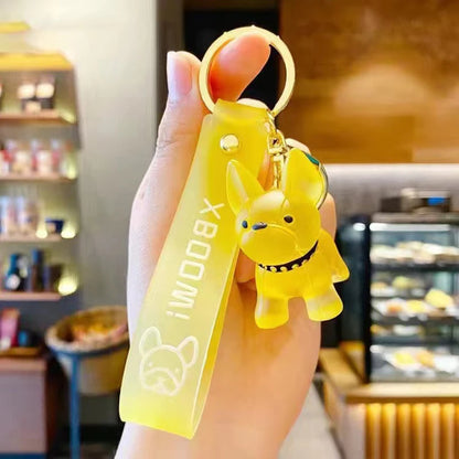 Punk French Bulldog Keychain PU Leather Dog Keychains Fashion for Women Bag Pendant Jewelry Trinket Men's Car Key Ring Key Chain